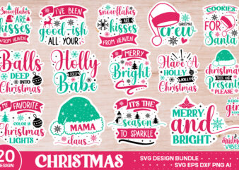 Christmas Sticker Svg Bundle ,Farmhouse Christmas SVG, Farmhouse Christmas Bundle SVG, bundle 40 designs Vintage Christmas SVG , Funny Chris