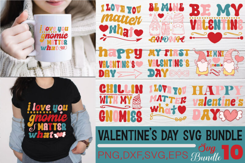 Valentine’s Day T-shirt Bundle Valentine’s Day SVG Bundle