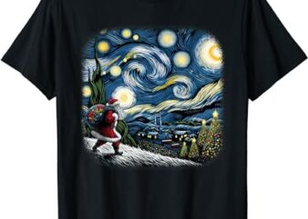 Van Gogh Starry Night Santa Christmas Winter Snowy Night T-Shirt