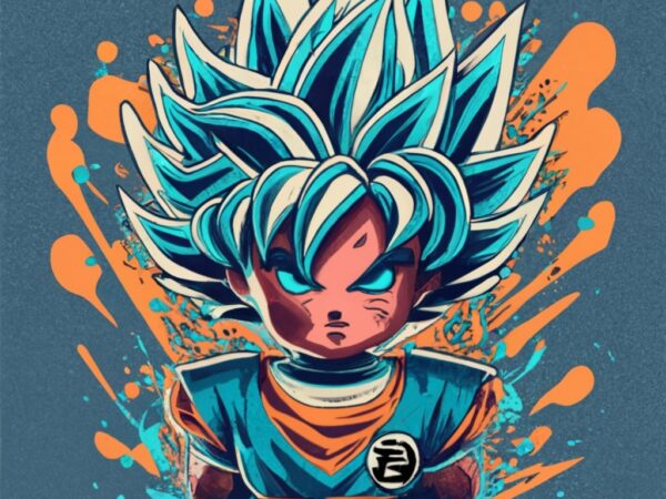 T-shirt design goku funko pop, 3d splash color hd with name “goku” png file