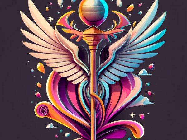 T-shirt logo design of a magic staff png file