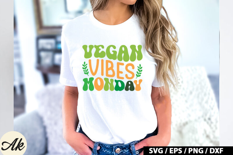 Vegan vibes monday Retro SVG