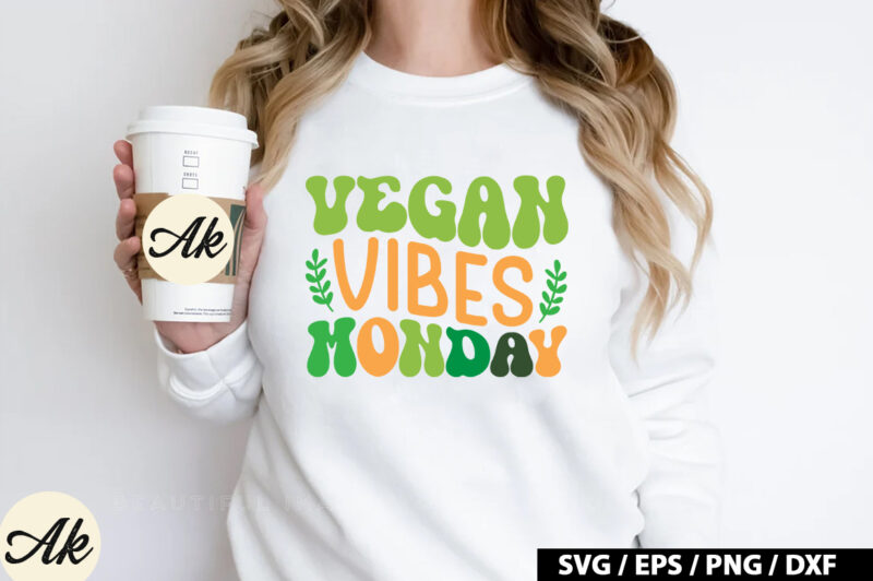 Vegan vibes monday Retro SVG