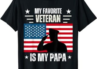 Veterans Day Military My Favorite Veteran Is My Papa Kids T-Shirt