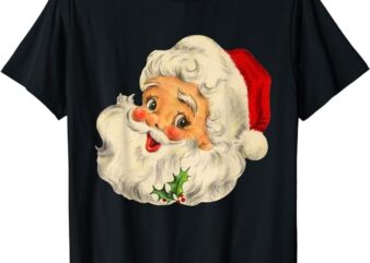 Vintage Christmas Santa Claus Face Funny Old Fashioned T-Shirt