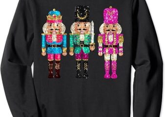 Vintage Funny Sequin Cheerful Sparkly Nutcrackers Christmas Sweatshirt PNG File
