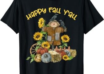 Vintage Happy Fall Y’all Scarecrow Thanksgiving Halloween T-Shirt