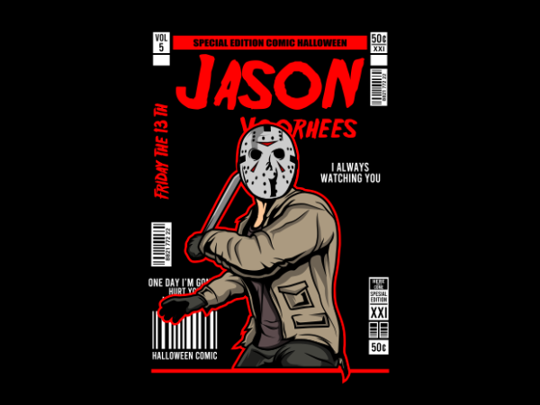 Vintage jason comic t shirt vector art