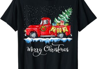 Vintage Merry Christmas Red Truck Old Fashioned Christmas T-Shirt