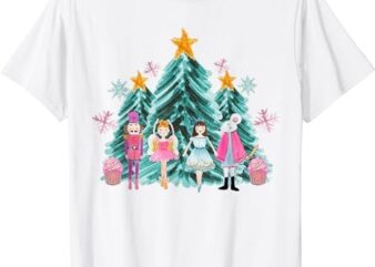 Vintage Pink Nutcracker Squad Ballet Women Pink Christmas T-Shirt
