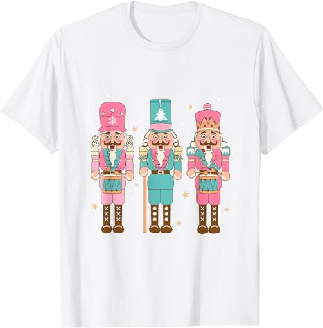 Vintage Pink Nutcracker Squad Pink Christmas Women Girl Kids T-Shirt