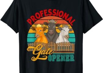 Vintage Retro Professional Gate Opener Three Cows Farmer T-Shirt