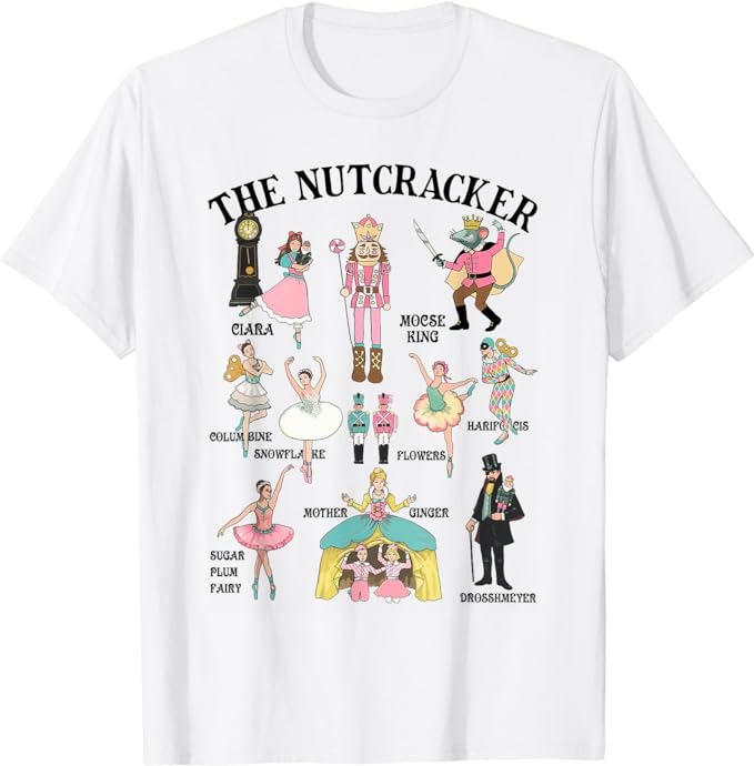 Vintage The Nutcracker Squad Pink Christmas Women Girls Kids T-Shirt