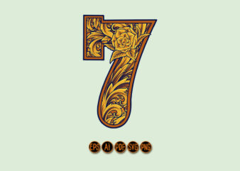Vintage charm number seven monogram logo t shirt vector art