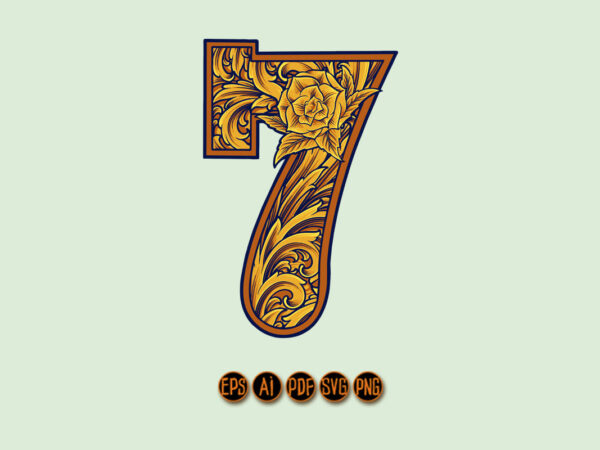 Vintage charm number seven monogram logo t shirt vector art