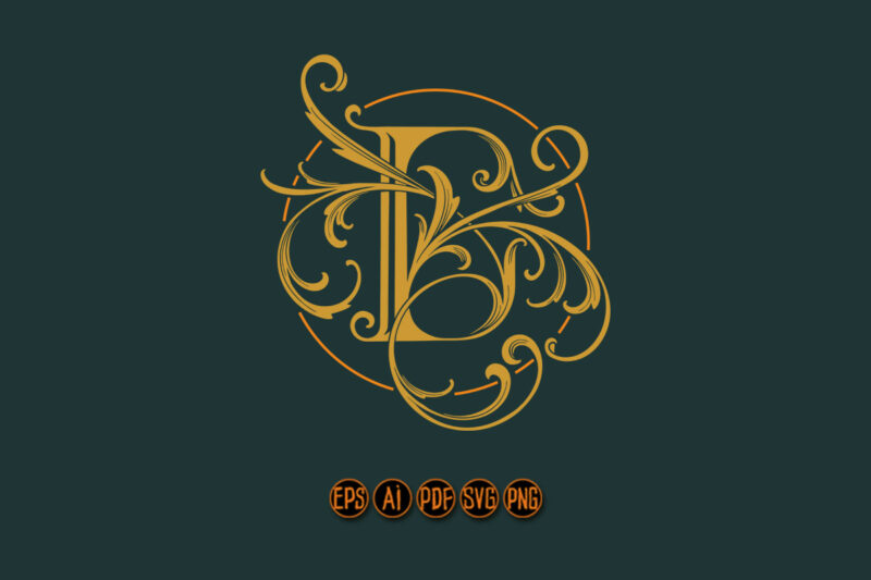 Vintage flourish letter E monogram elegant logo emblem
