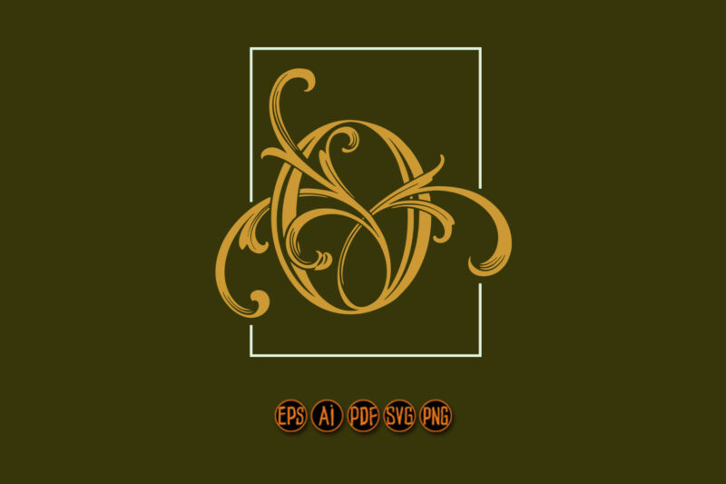 Vintage flourish lettering O monogram logo