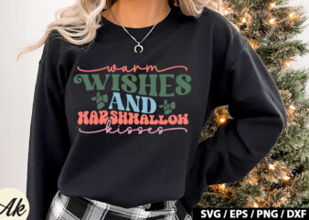 Warm wishes and marshmallow kisses Retro SVG t shirt design for sale