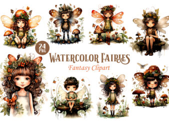 Watercolor Fairies. Fantasy PNG Clipart.