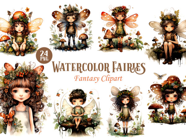 Watercolor fairies. fantasy png clipart. t shirt design for sale