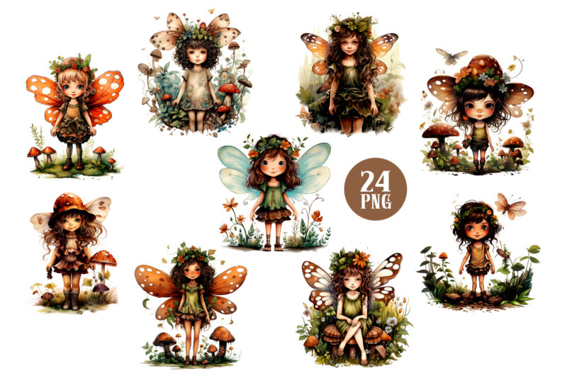 Watercolor Fairies. Fantasy PNG Clipart.