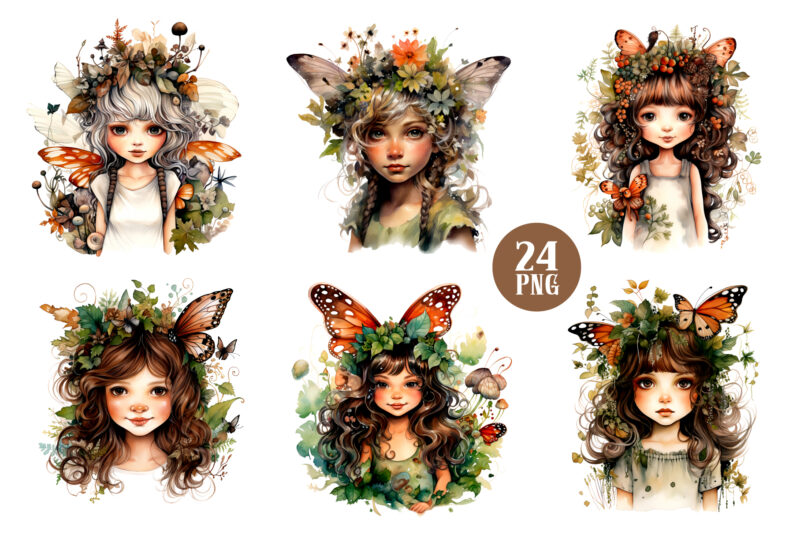 Watercolor Fairies. Fantasy PNG Clipart.