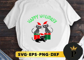 Whimsical Cat Christmas SVG, Merry Christmas SVG, Xmas SVG PNG DXF EPS t shirt design for sale