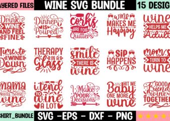 Wine SVG Bundle t shirt design for sale