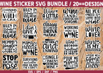 Wine Sticker SVG Bundle t shirt design for sale