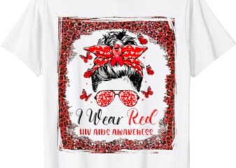 Women Girl Leopard Hiv Aids Awareness T-Shirt