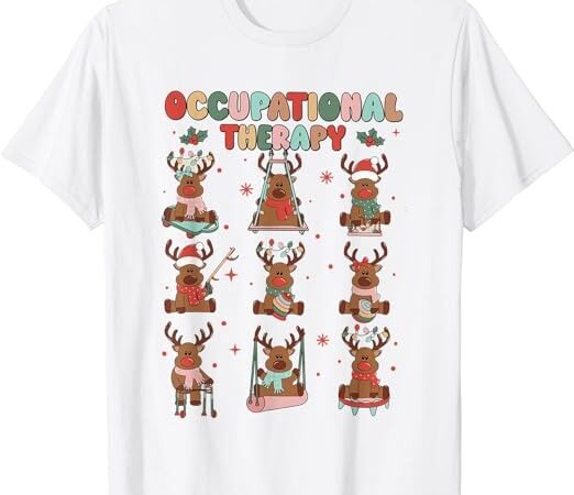 Women retro occupational therapy christmas reindeers ot ota t-shirt