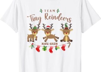 Women Team Tiny Reindeers NICU Nurse Christmas Pajamas T-Shirt