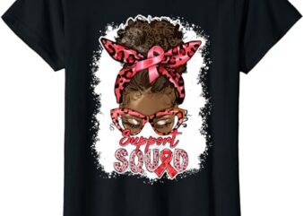 Womens AIDS HIV Awareness Support Squad Black Woman Red Ribbon T-Shirt