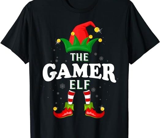 Xmas gamer elf family matching christmas pajama t-shirt