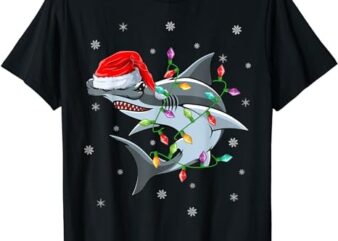 Xmas Lighting Santa Hat Hammerhead Shark Christmas T-Shirt