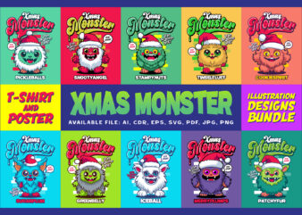 Xmas Monster Illustration Designs Bundle