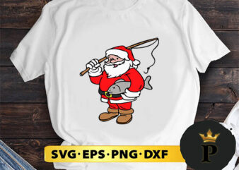 Xmas santa fishing svg, merry christmas svg, xmas svg png dxf eps