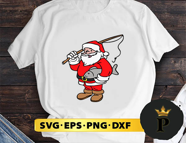 Xmas Santa Fishing SVG, Merry Christmas SVG, Xmas SVG PNG DXF EPS