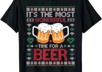 Xmas Wonderful Time For A Beer Ugly Christmas Sweaters T-Shirt