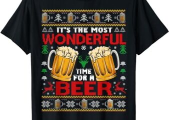 Xmas Wonderful Time For A Beer Ugly Christmas Sweaters T-Shirt PNG File