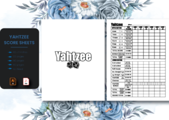 Yahtzee Score Sheets-kdp Interior t shirt design template