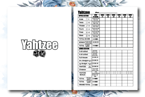 Yahtzee Score Sheets-kdp Interior