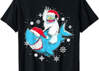Yeti To Party Shark Santa Hat Christmas Pajama Xmas Gift T-Shirt