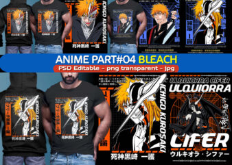 bleach ichigo kurosaki PART# 04 Anime tshirt design BUNDLE