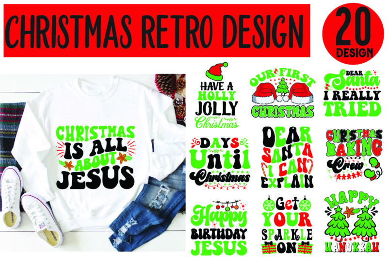 Christmas retro design bundle,Christmas SVG Mega Bundle , 220 Christmas Design , Christmas svg bundle , 20 christmas t-shirt design , winter