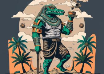 a t-shirt design of the cocodrile god sobek PNG File
