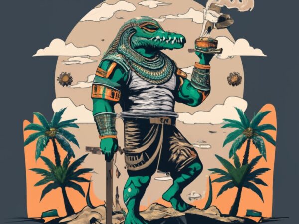 A t-shirt design of the cocodrile god sobek png file