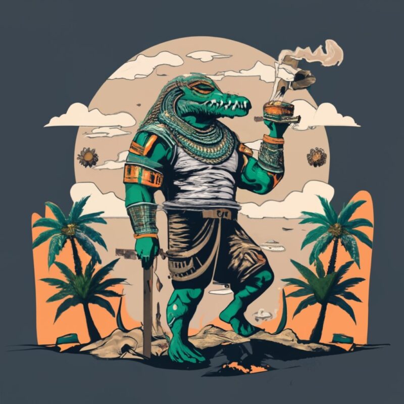 a t-shirt design of the cocodrile god sobek PNG File