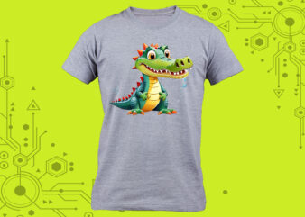 Discover our charming Endearing Clipart: Pocket Crocodiles Miniatures crafted exclusively for Print on Demand websites t shirt vector illustration