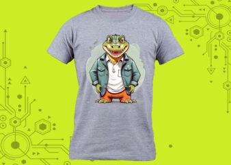 Discover the joy of our charming Captivating Crocodiles Clipart Treasures, expertly crafted for Print on Demand websites t shirt vector illustration